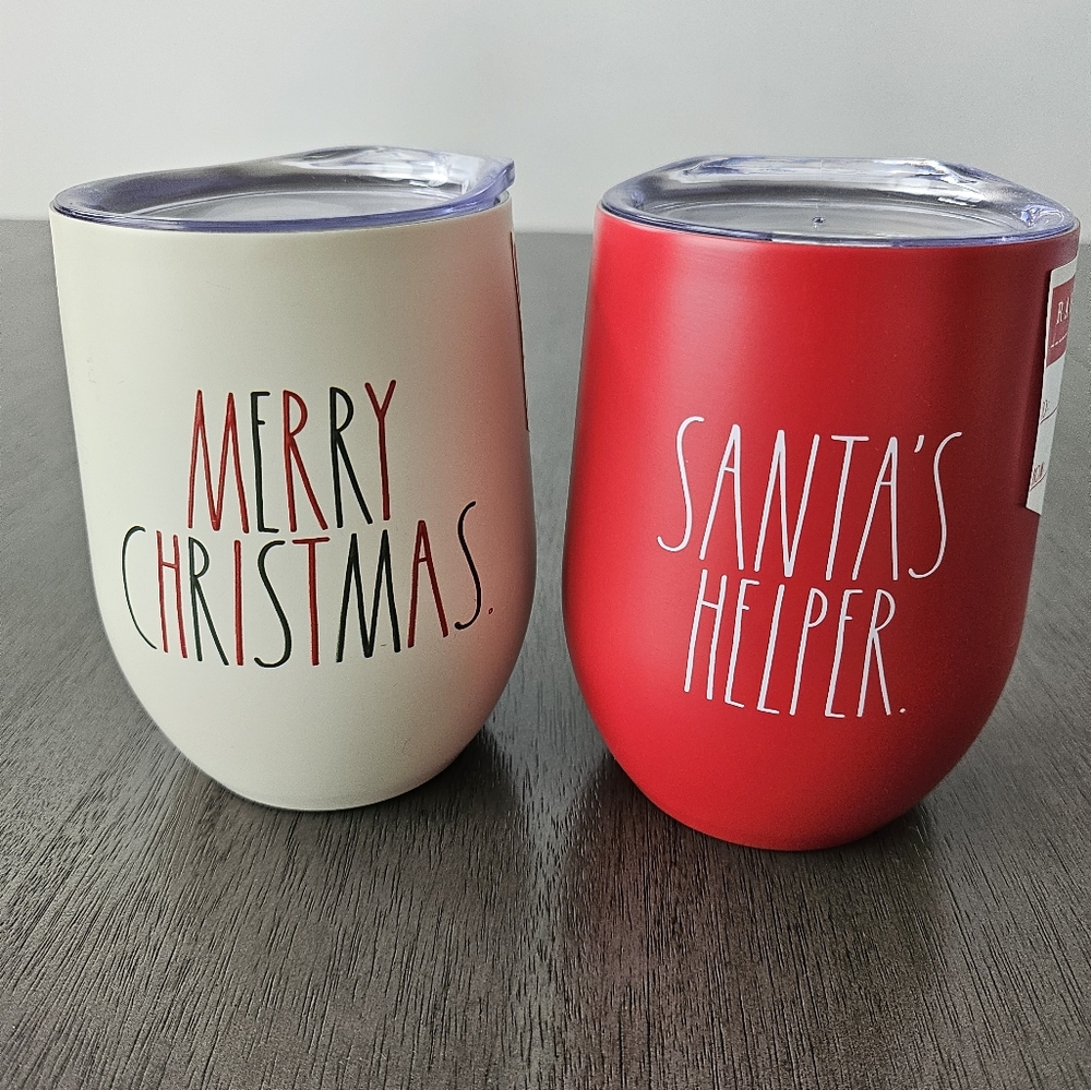 ✨ NWT Merry Christmas & Santa's Helper Wine Tumbler | Rae Dunn